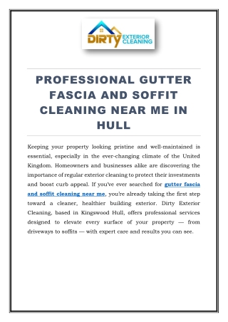 Professional Gutter Fascia and Soffit Cleaning Near Me in Hull