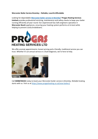 Worcester Boiler Service Bromley – Reliable, Local & Affordable