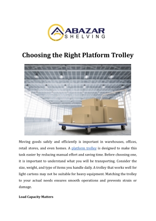 Choosing the Right Platform Trolley