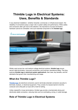 Thimble Lugs in Electrical Systems: Uses, Benefits & Standards