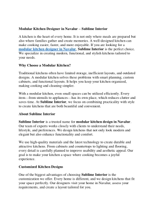 Modular Kitchen Designer in Navalur