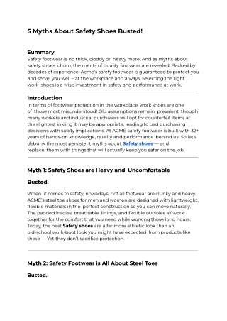 5 Myths About Safety Shoes Busted!