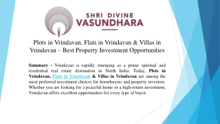 Plots in Vrindavan, Flats in Vrindavan & Villas in Vrindavan