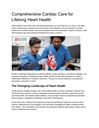 Comprehensive Cardiac Care for Lifelong Heart Health