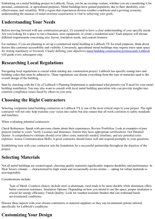 How to Start Your Metal Building Project in Lubbock, TX