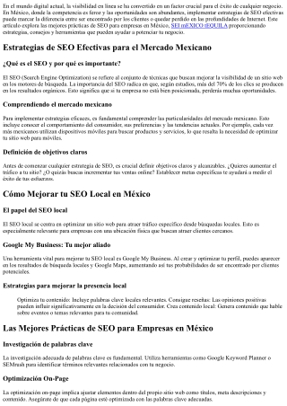 Las Mejores Prácticas de SEO para Empresas en México: Potencia tu Negocio
