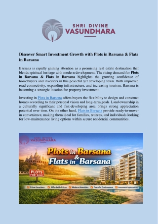 Discover Smart Investment Growth with Plots in Barsana & Flats in Barsana