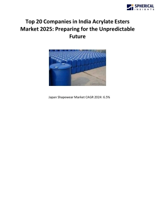 Top 20 Companies India Acrylate Esters Market