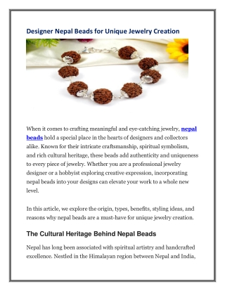 Designer Nepal Beads for Unique Jewelry Creation