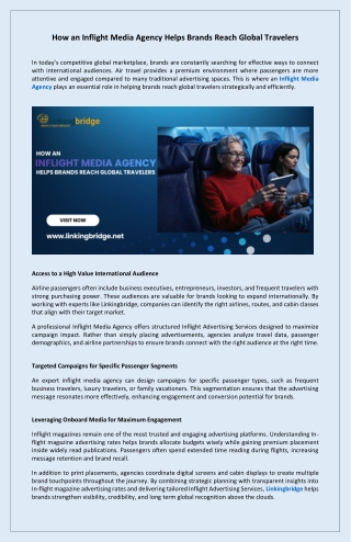 How an Inflight Media Agency Helps Brands Reach Global Travelers