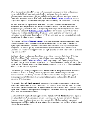 Repair Network Analyzer