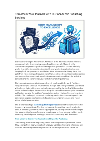 Transform Your Journals with Our Academic Publishing Services