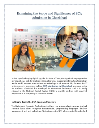 Examining the Scope and Significance of BCA Admission in Ghaziabad