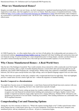 . Made Homes 101: Definition and Cost Explained|UMH Properties Inc.