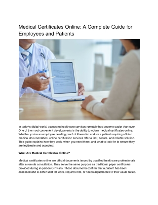 Medical Certificates Online - A Complete Guide for Employees and Patients