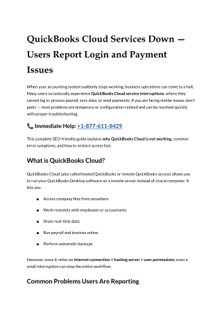 QuickBooks Cloud Services Down — Users Report Login and Payment Issues