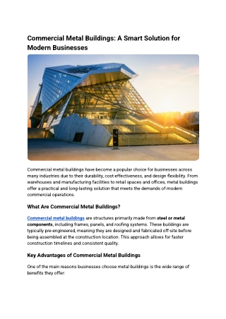 Commercial Metal Buildings_ A Smart Solution for Modern Businesses