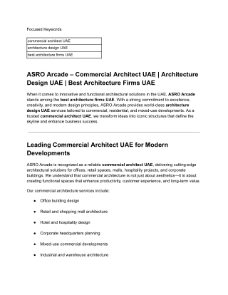 ASRO Arcade _ Award-Winning Commercial Architect UAE & Best Architecture Design Firm UAE