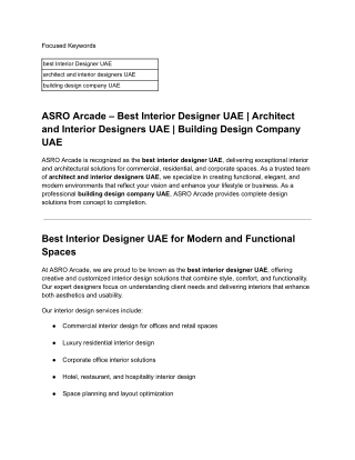 ASRO Arcade _ Best Interior Designer & Building Design Company UAE