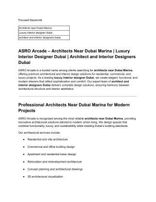 ASRO Arcade _ Architects Near Dubai Marina & Luxury Interior Designer Dubai