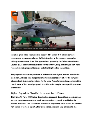India Clears ₹3.6 Trillion Defence Push with Rafale Fighter Jets at the Core
