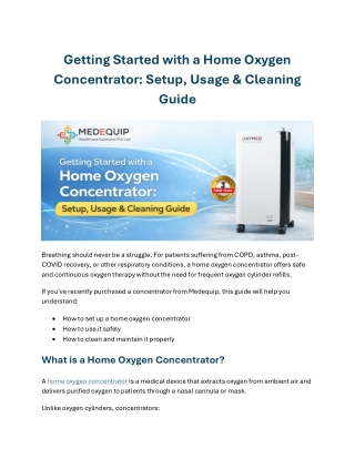 Getting Started with a Home Oxygen Concentrator Setup, Usage & Cleaning Guide