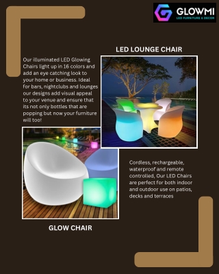 Book Glowmi's Led Lounge Chair, Led Bar Rental, Led Tables and Enjoy Our Best Offers