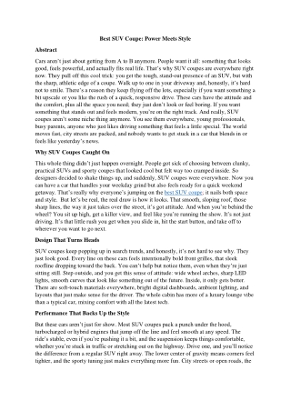 Best SUV Coupe: Power Meets Style