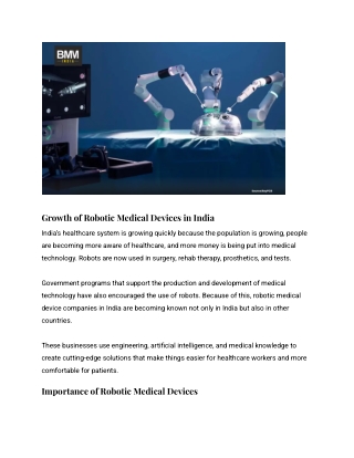 Major Robotic Medical Devices Companies in India You Should Know