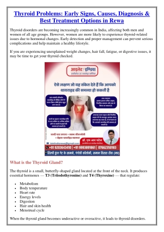 Thyroid Problems: Early Signs, Causes, Diagnosis