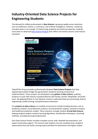 Industry-Oriented Data Science Projects for Engineering Students