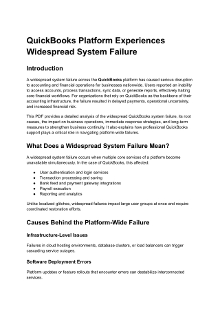 QuickBooks Platform Experiences Widespread System Failure