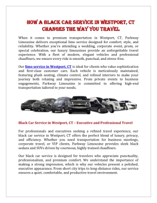 How a Black Car Service in Westport, CT Changes the Way You Travel