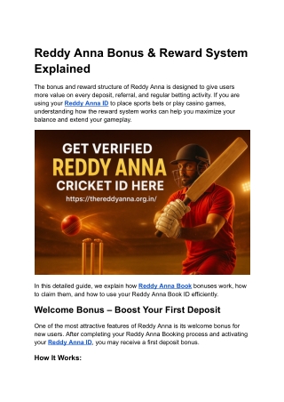 Reddy Anna Bonus & Reward System Explained