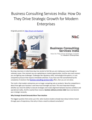 Business Consulting Services in India: Driving Strategic Growth for Modern Enter
