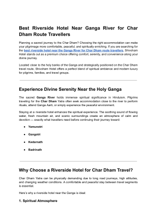 8. Best Riverside Hotel Near Ganga River for Char Dham Route Travellers