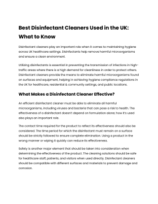 BLOG 4 UK SUBMISSION Best Disinfectant Cleaners Used in the UK_ What to Know