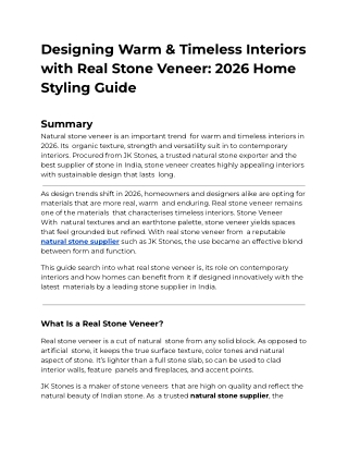 Designing Warm & Timeless Interiors with Real Stone Veneer_ 2026 Home Styling Guide