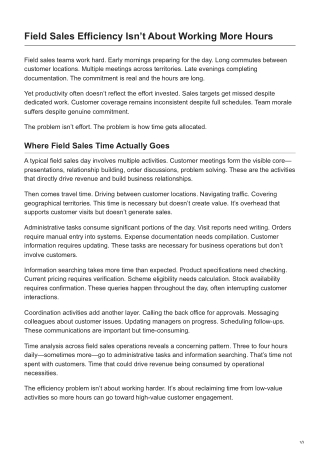 Field Sales Efficiency Isnt About Working More Hours