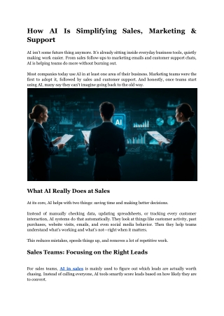 How AI Is Simplifying Sales, Marketing & Support
