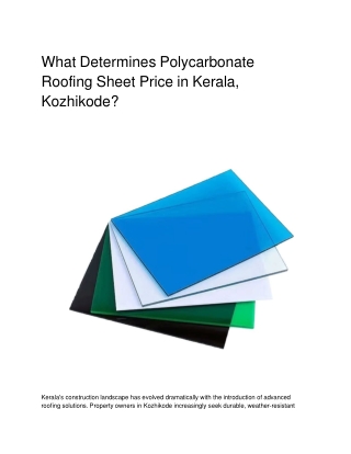 What Determines Polycarbonate Roofing Sheet Price in Kerala, Kozhikode