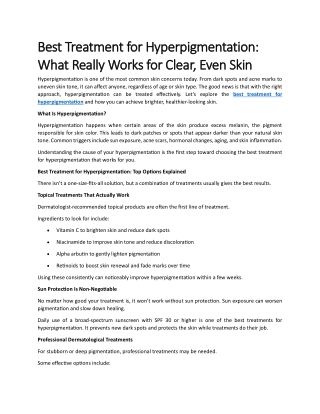 Best Treatment for Hyperpigmentation