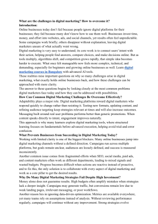 What are the challenges in digital marketing