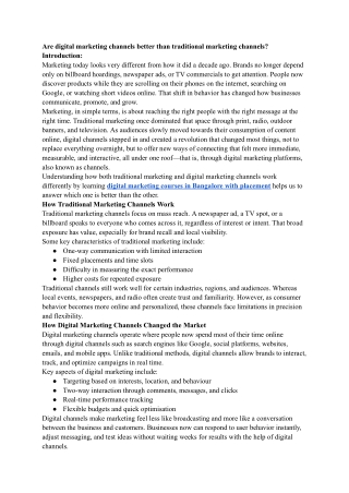 Are digital marketing channels better than traditional marketing channels