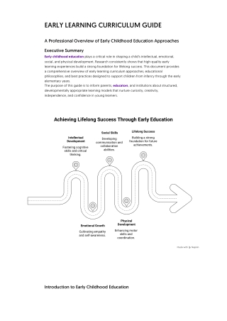 Early Learning Curriculum Guide for Early Education