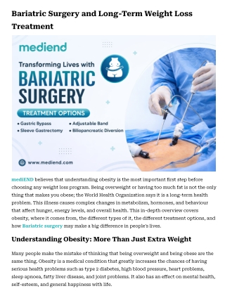 Bariatric Surgery and Long-Term Weight Loss Treatment