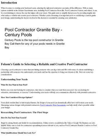 Folsom’s Guide to Selecting a Reliable and Creative Pool Contractor