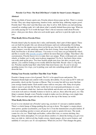 Porsche Car Price: The Real 2026 Buyer’s Guide for Smart Luxury Shoppers