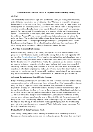 Porsche Electric Car: The Future of High Performance Luxury Mobility