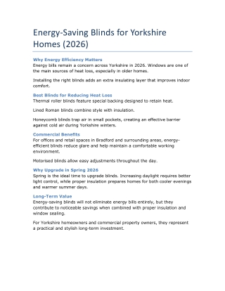 Energy-Saving Blinds for Yorkshire Homes (2026)